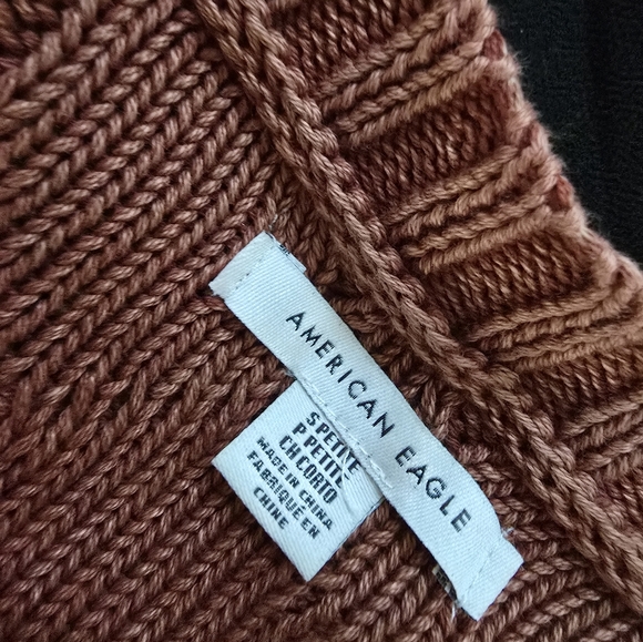 American eagle copper auburn  fall sweater dress cable knit size small petite - Picture 5 of 5